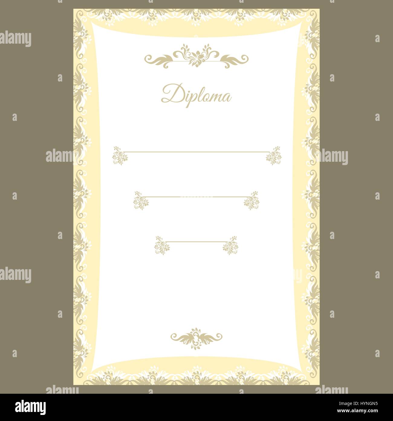 Modello di diploma o certificato di telaio, design di confine Illustrazione Vettoriale