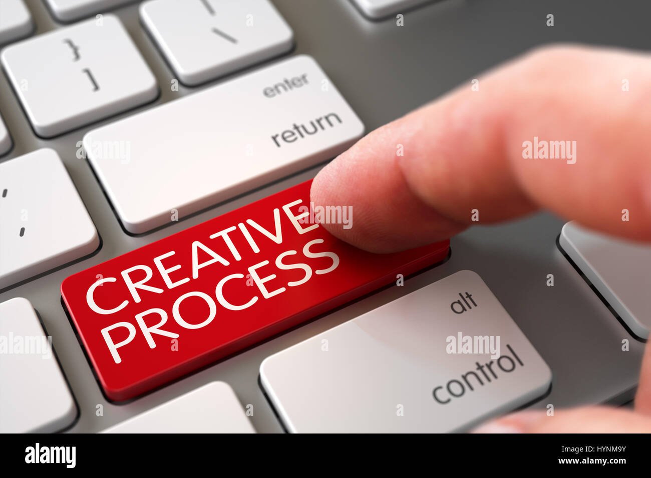 La mano di toccare il processo creativo chiave. 3d Foto Stock