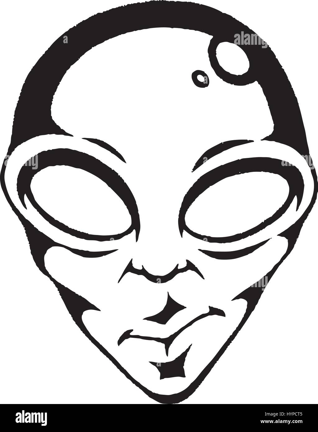 Illustrazione vettoriale di un stile Scratchboard disegno a inchiostro di un alieno faccia Illustrazione Vettoriale