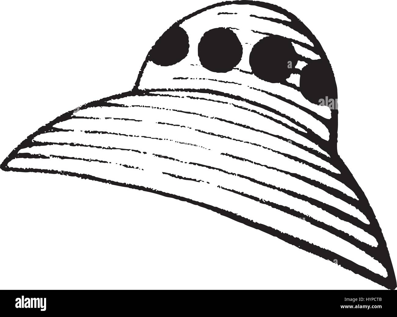 Illustrazione vettoriale di un stile Scratchboard disegno a inchiostro di una astronave aliena Illustrazione Vettoriale