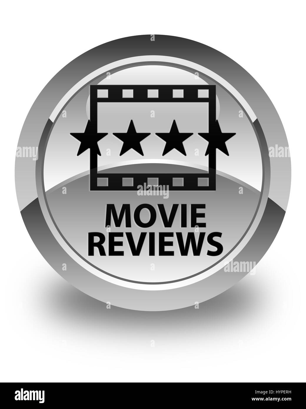 Rassegne di film isolato su bianco lucido pulsante rotondo illustrazione astratta Foto Stock