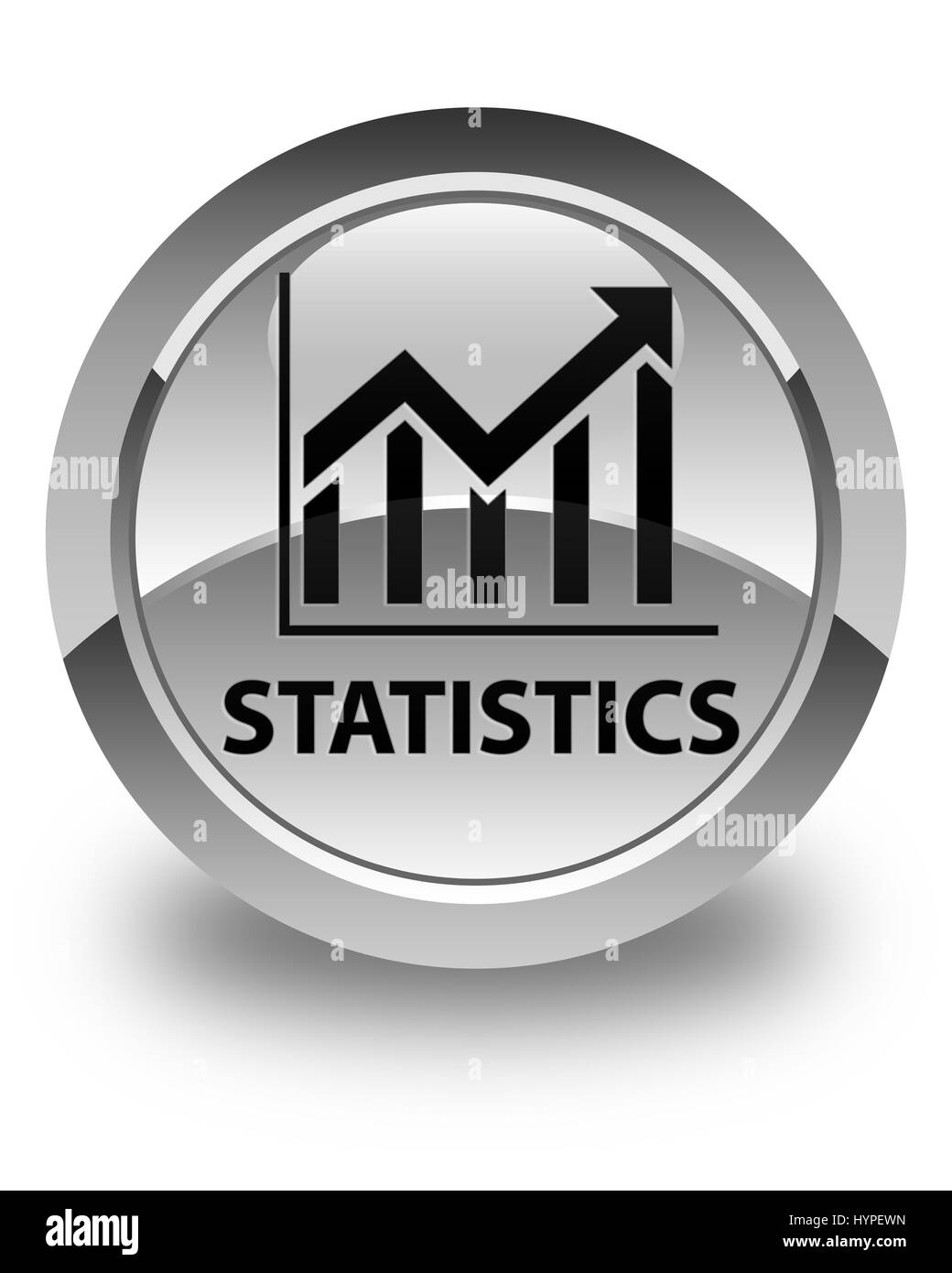 Statistiche isolato su bianco lucido pulsante rotondo illustrazione astratta Foto Stock