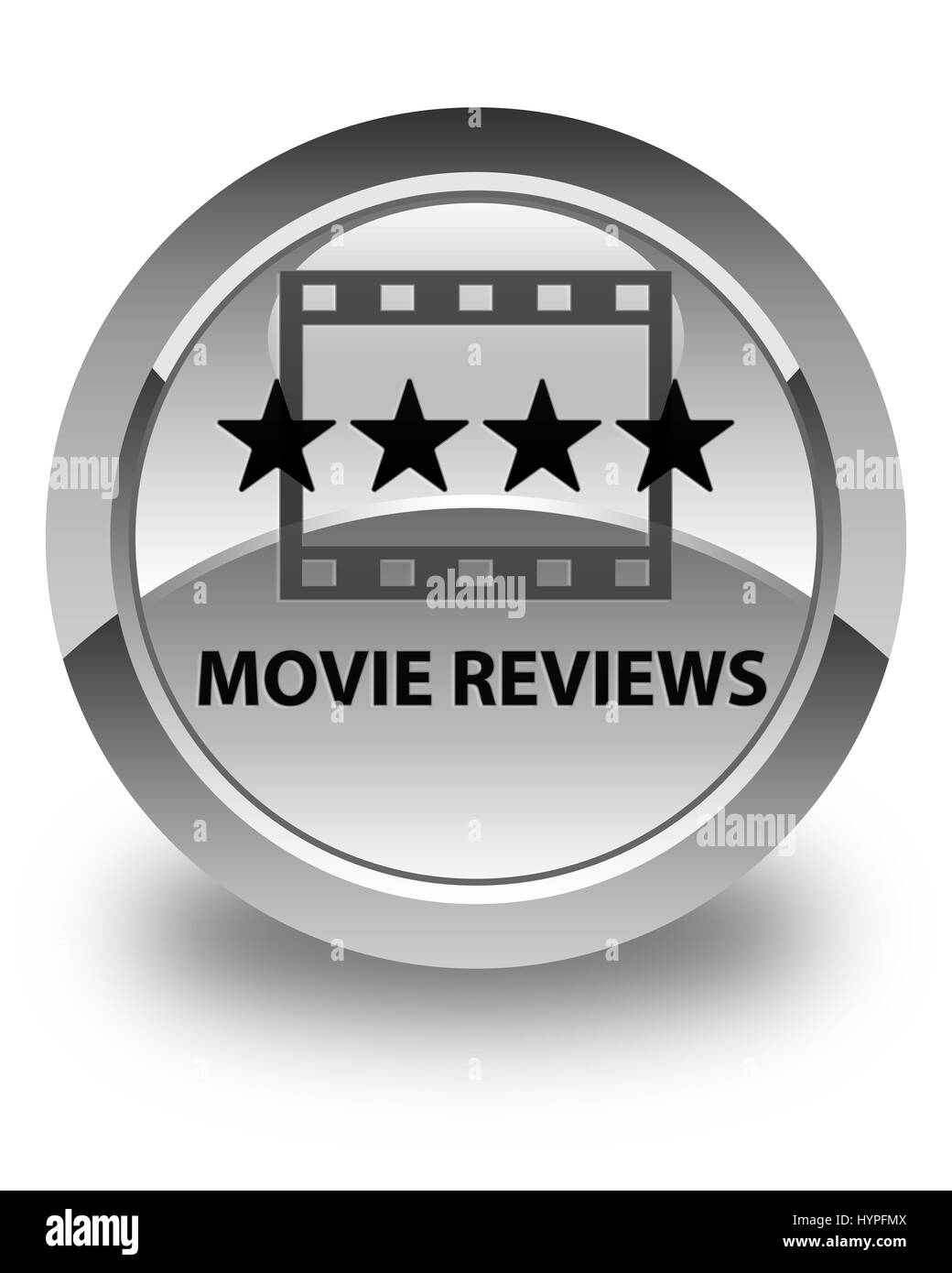 Rassegne di film isolato su bianco lucido pulsante rotondo illustrazione astratta Foto Stock