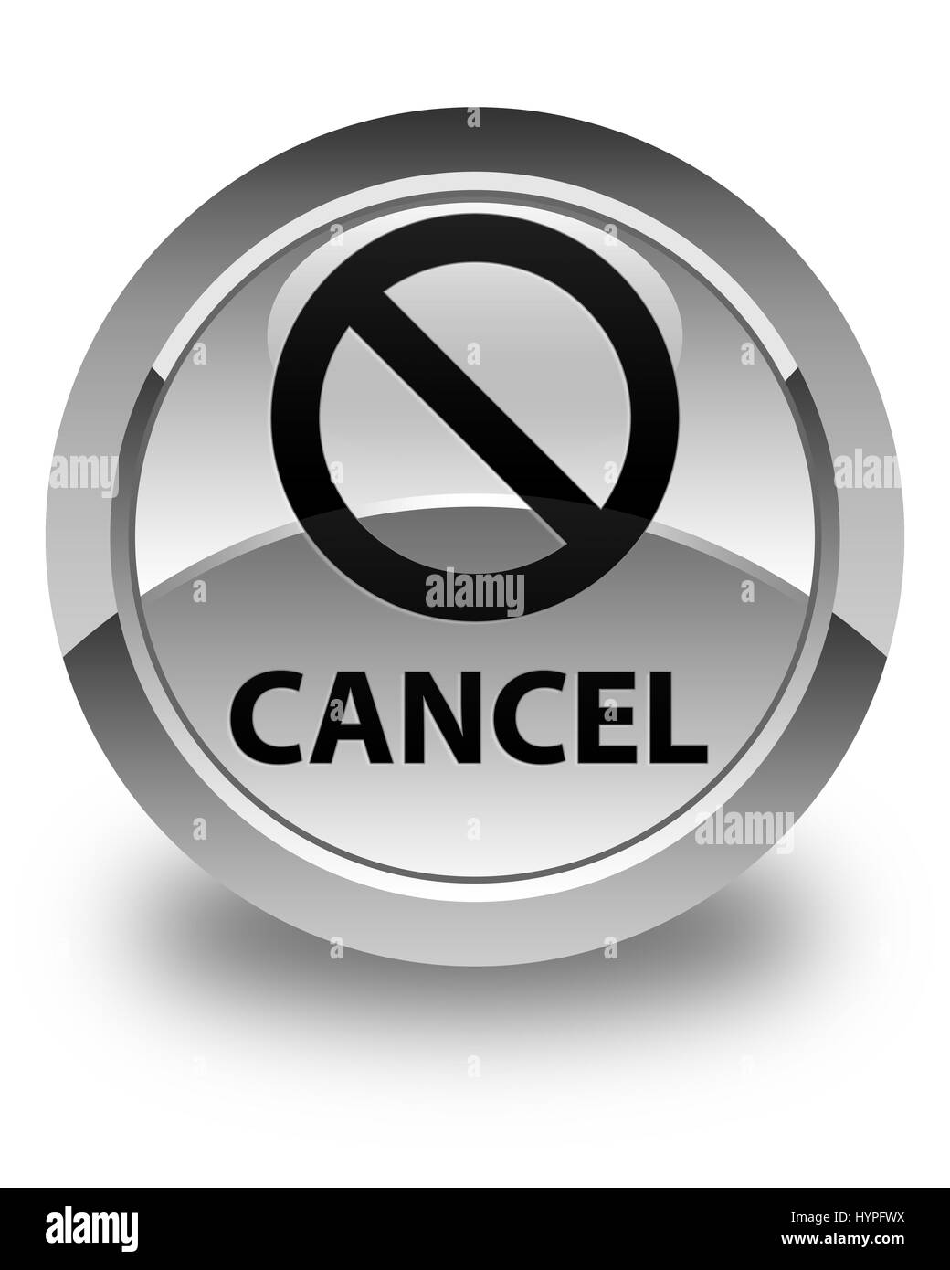 Annulla (segno di divieto icona) isolato su bianco lucido pulsante rotondo illustrazione astratta Foto Stock