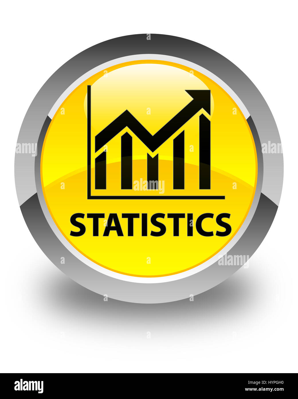 Statistiche su isolato giallo lucido pulsante rotondo illustrazione astratta Foto Stock