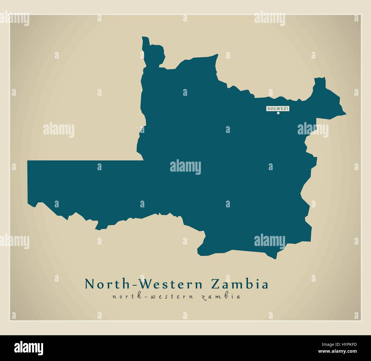 Mappa moderno - Nord-ovest Zambia ZM Illustrazione Vettoriale