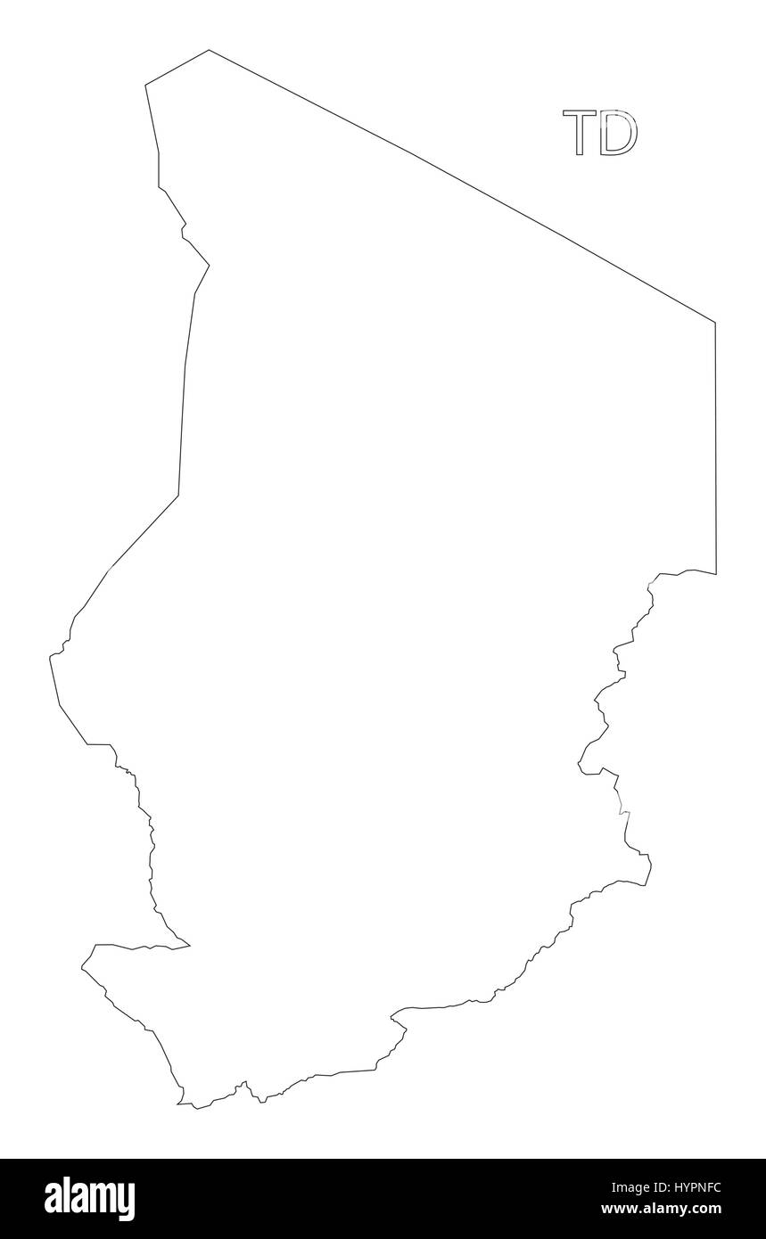 Il Ciad delineano silhouette illustrazione della mappa Illustrazione Vettoriale