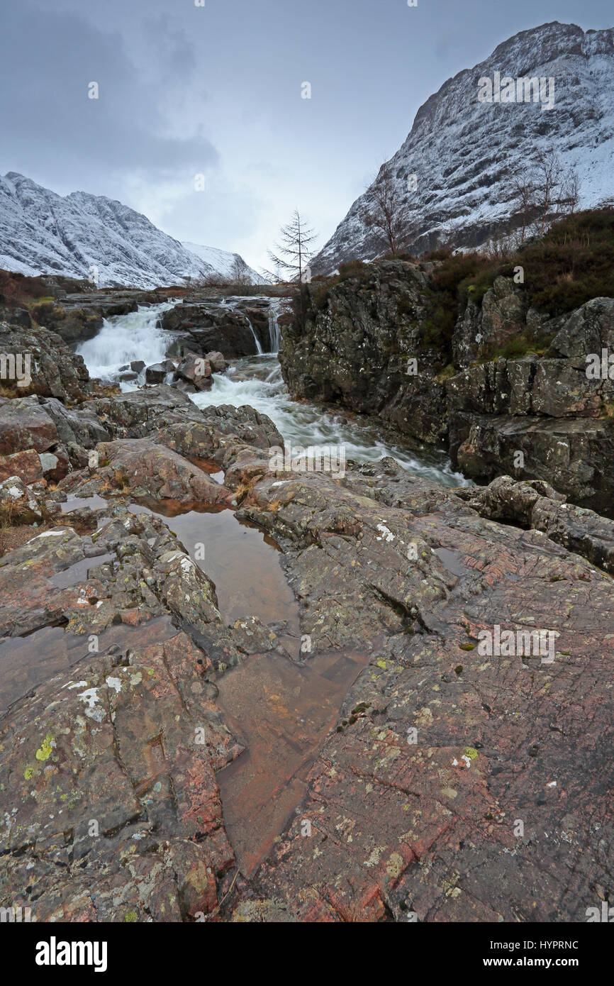 Immagine di Glencoe Scozia che mostra le Cascate Inferiori Foto Stock