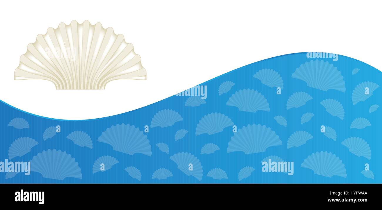 Estate flyer design con conchiglie di mare Illustrazione Vettoriale