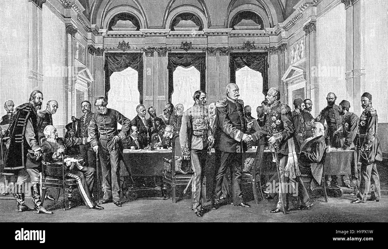 Il Congresso di Berlino, incontro finale presso la Cancelleria del Reich il 13 Luglio 1878 Foto Stock