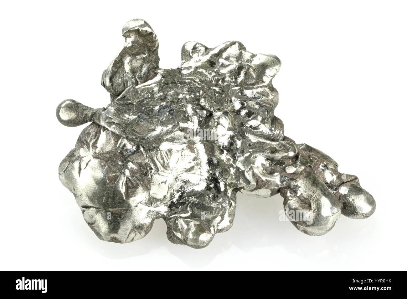 Argento nugget isolati su sfondo bianco Foto Stock