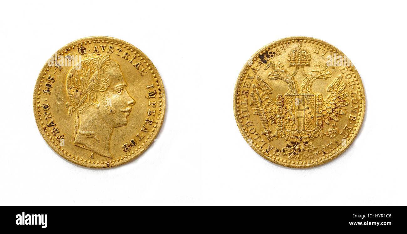 1 Ducat - Franz Joseph I - moneta in oro da Austria. Foto Stock