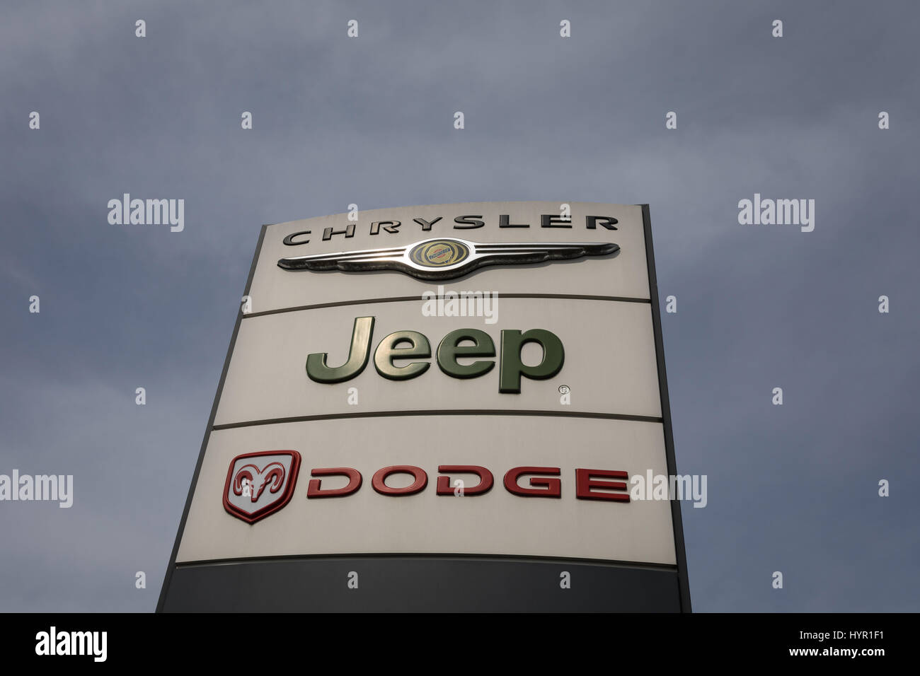 Chrysler, Jeep e Dodge segno del logo Foto Stock