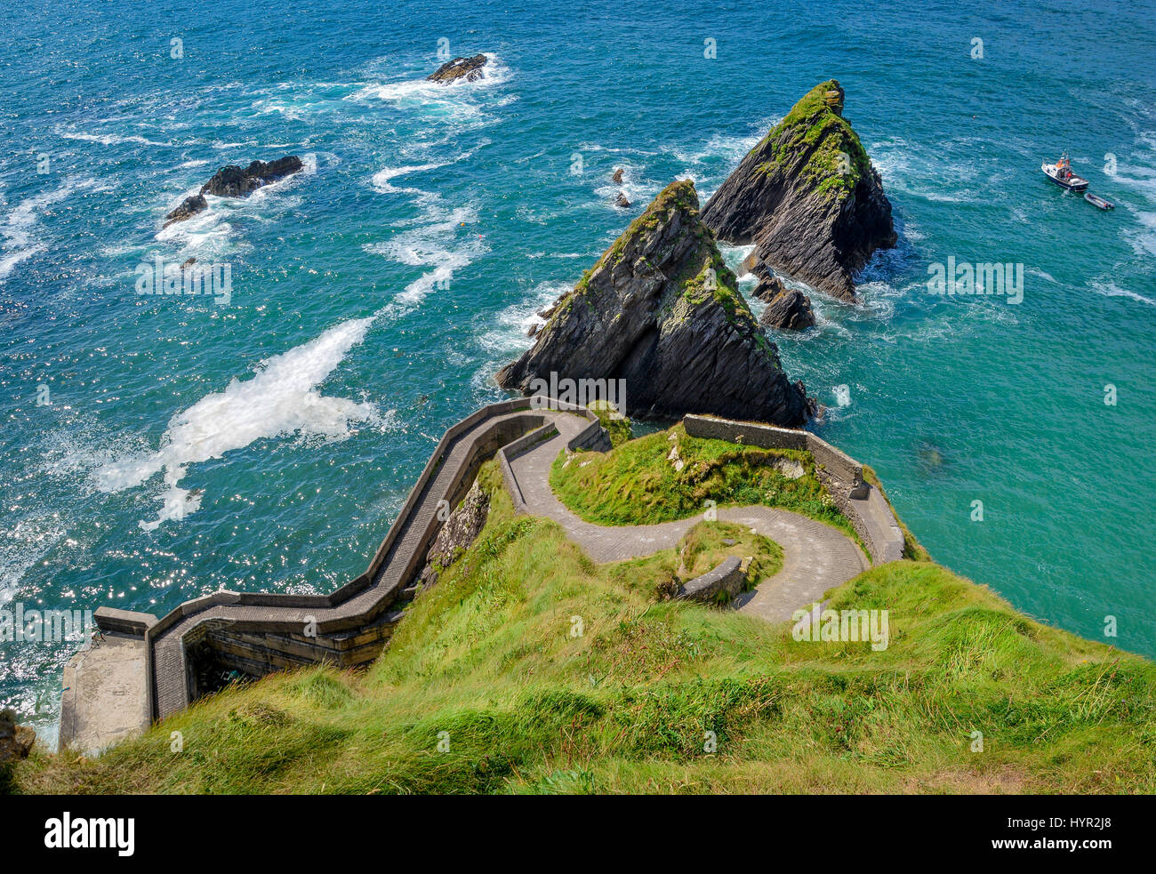 Vista panoramica del porto di Dunquin, nella contea di Kerry, Irlanda Foto Stock