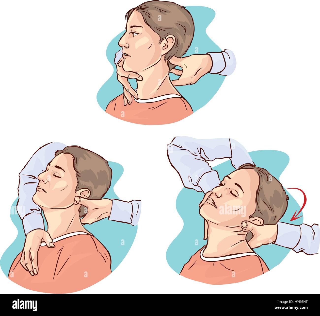 Illustrazione vettoriale di un gonstead chiropratica per acuti dolori al collo Illustrazione Vettoriale