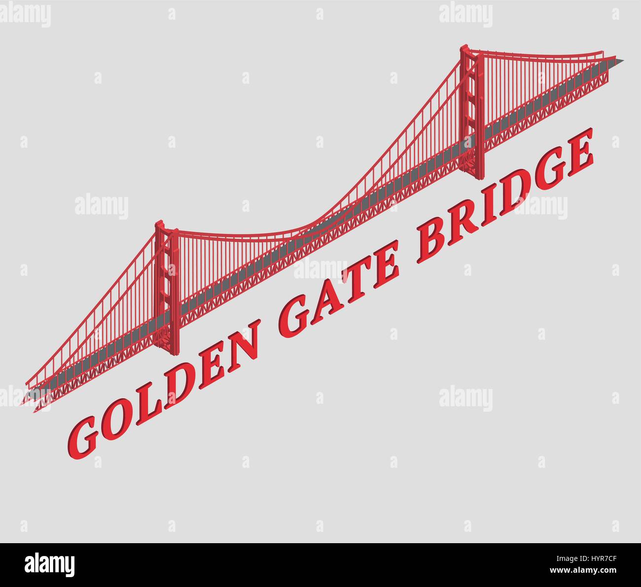 Vettore 3d illustrato il Golden Gate bridge di san francisco Illustrazione Vettoriale