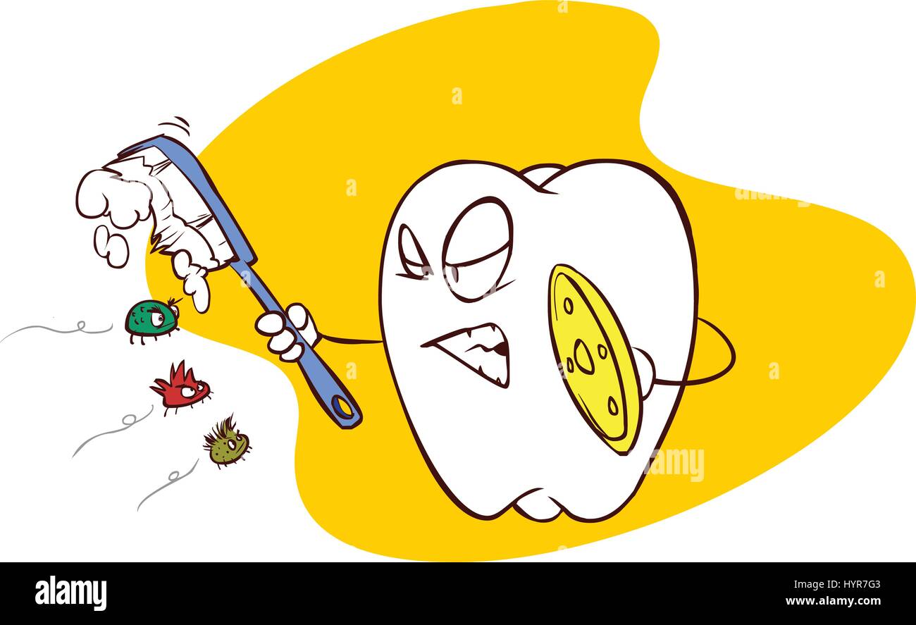 Sfondo giallo illustrazione vettoriale di una guerra con i batteri Illustrazione Vettoriale