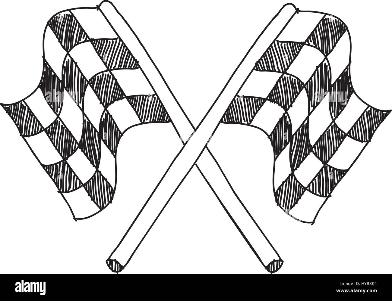 Vettore di disegno a mano bozzetto finale di gara bandiera Illustrazione Vettoriale