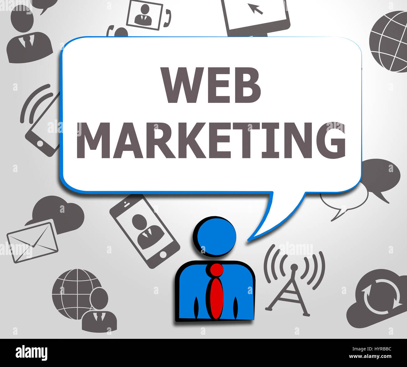 Web Marketing icone significato siti Sem 3d illustrazione Foto Stock