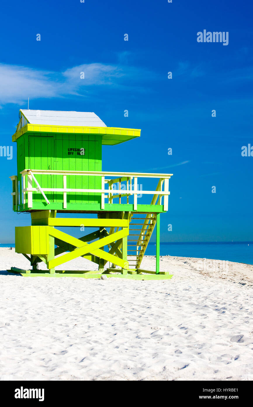 Cabina Sulla Spiaggia Miami Beach Florida Stati Uniti D