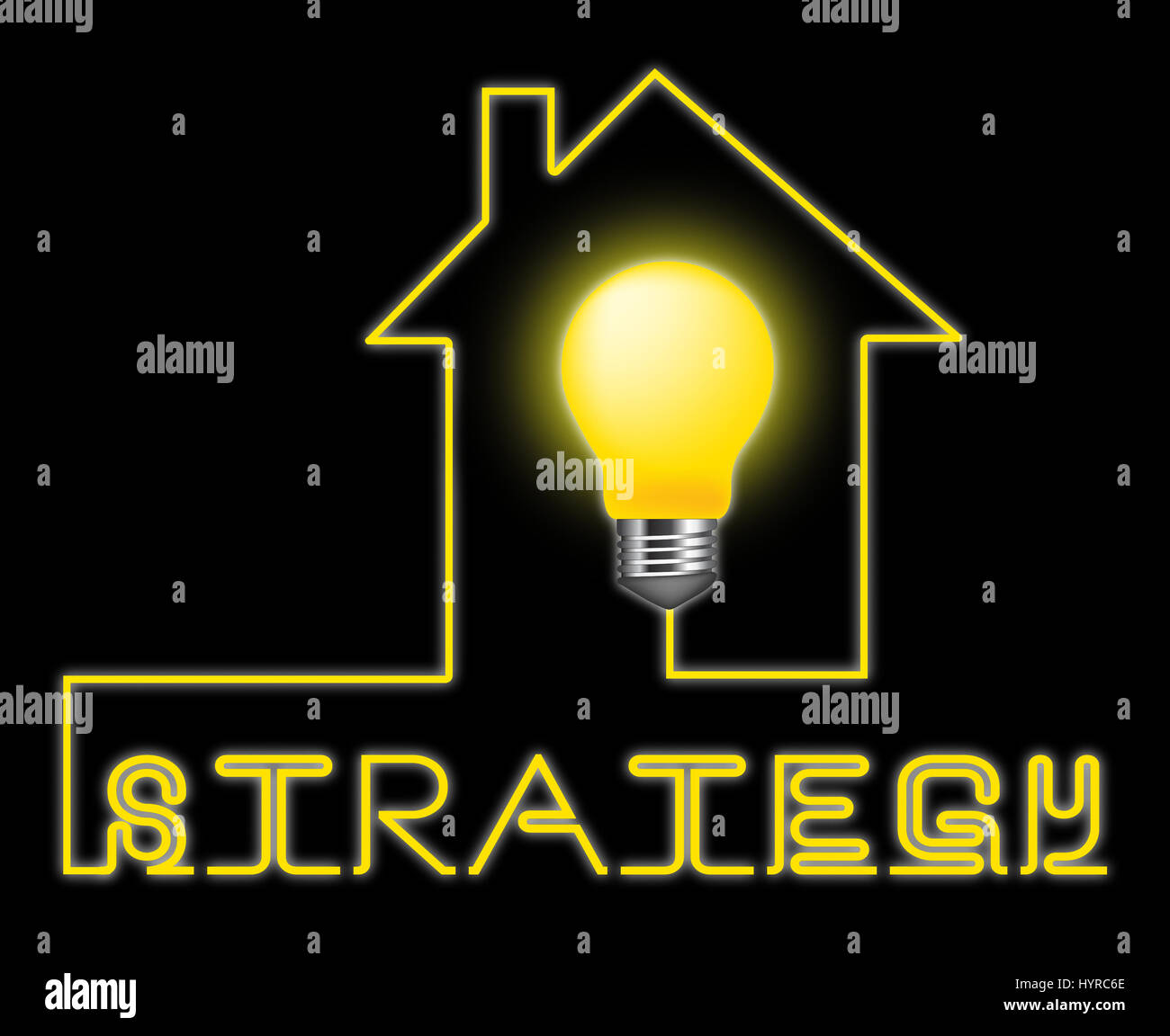 Strategia luce indicante la pianificazione del commercio e Corporation Foto Stock