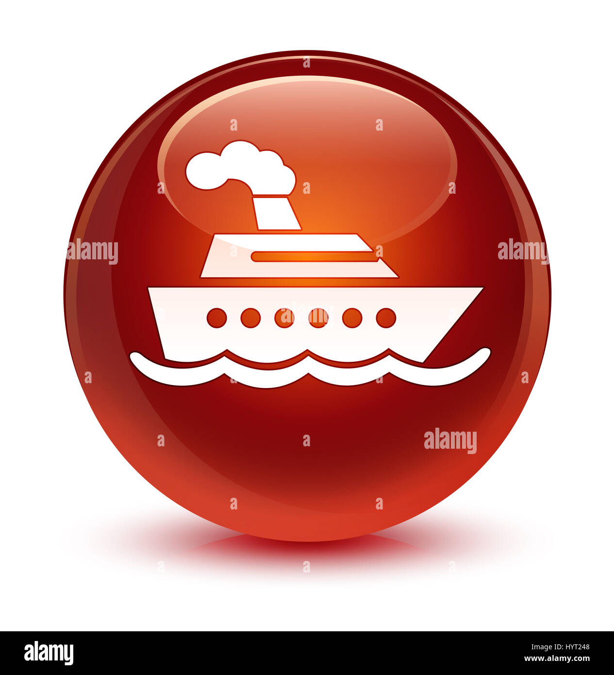La nave di crociera icona isolato sul marrone vetroso pulsante rotondo illustrazione astratta Foto Stock