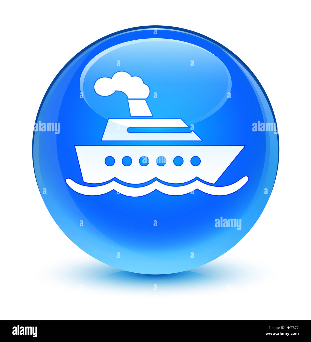 La nave di crociera icona isolati su vetroso blu ciano pulsante rotondo illustrazione astratta Foto Stock