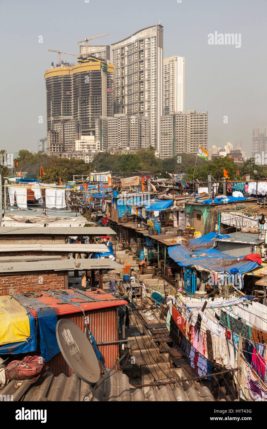 Mahalaxmi Dhobi Ghat, all'aperto, lavanderia a gettoni, Mumbai, India Foto Stock