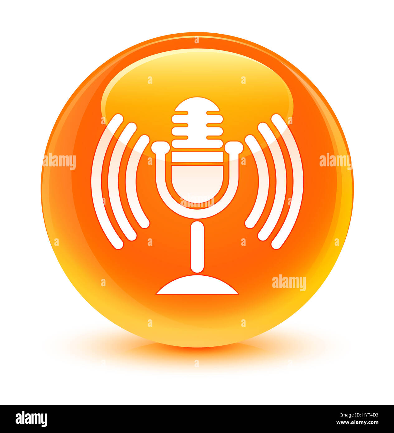 Icona microfono isolate su orange vetroso pulsante rotondo illustrazione astratta Foto Stock