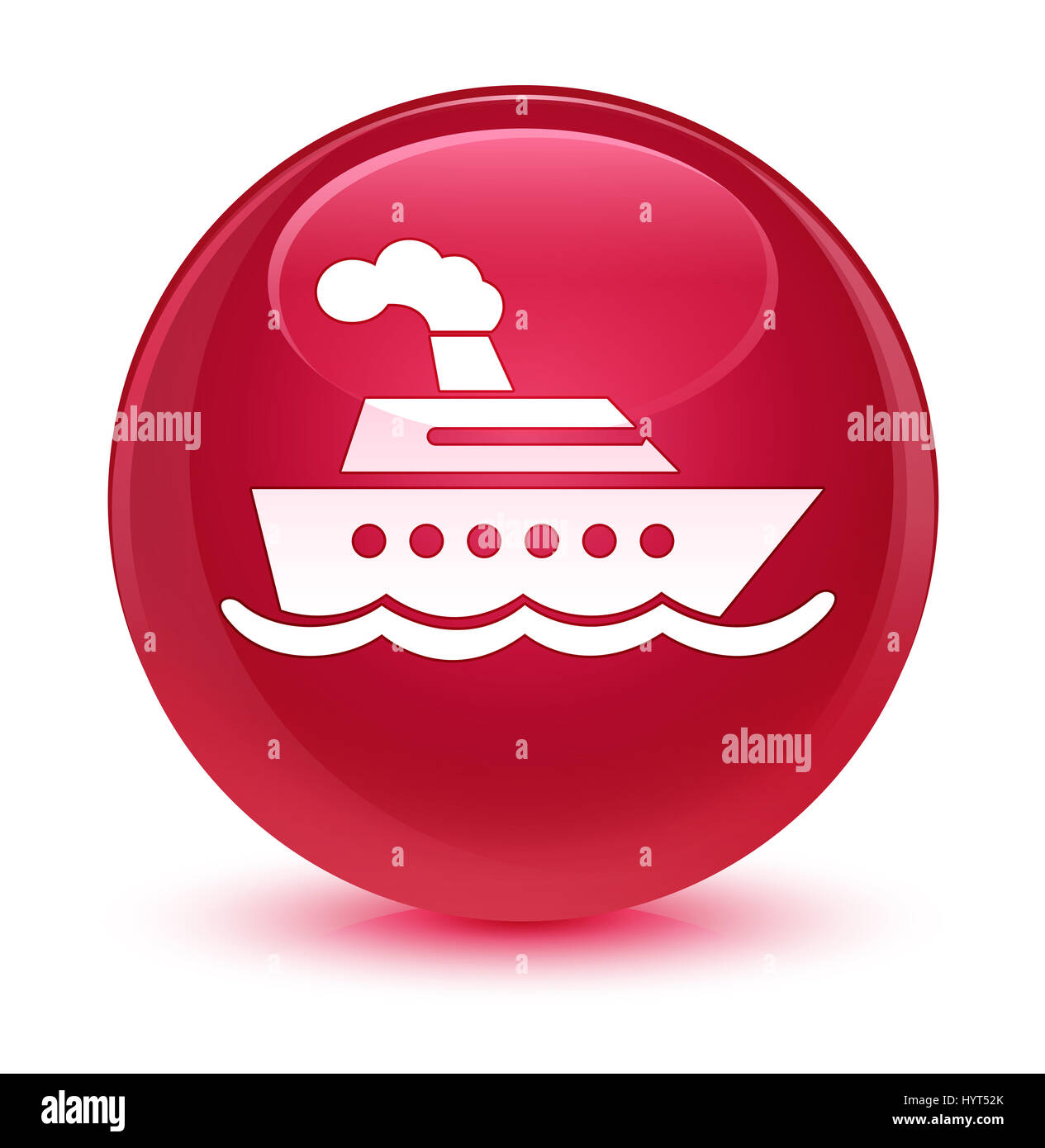 La nave di crociera icona isolate su rosa vetroso pulsante rotondo illustrazione astratta Foto Stock