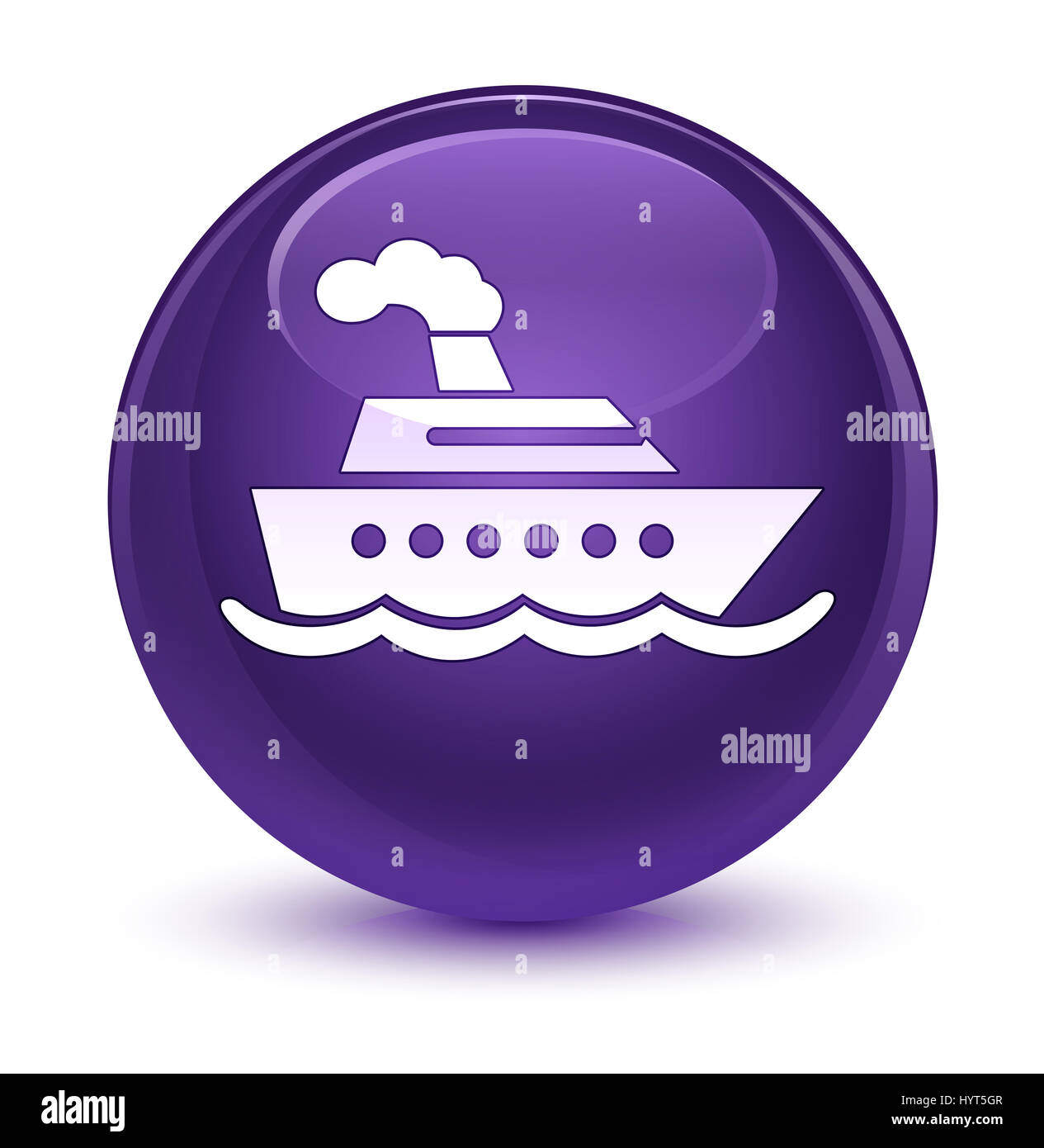 La nave di crociera icona isolate su viola vetroso pulsante rotondo illustrazione astratta Foto Stock
