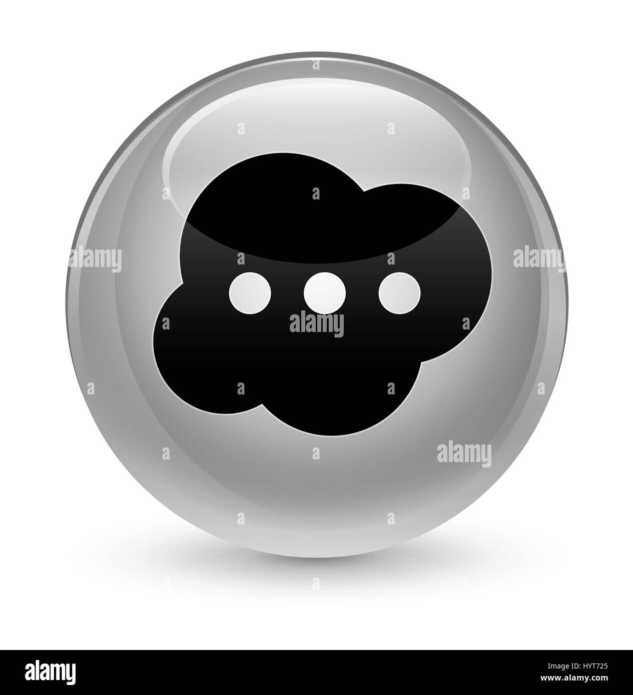 Icona del cervello isolato su bianco vetroso pulsante rotondo illustrazione astratta Foto Stock