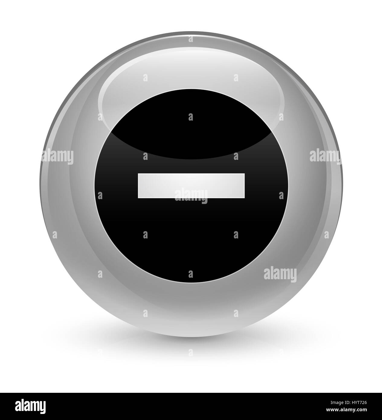 Icona Annulla isolato su bianco vetroso pulsante rotondo illustrazione astratta Foto Stock