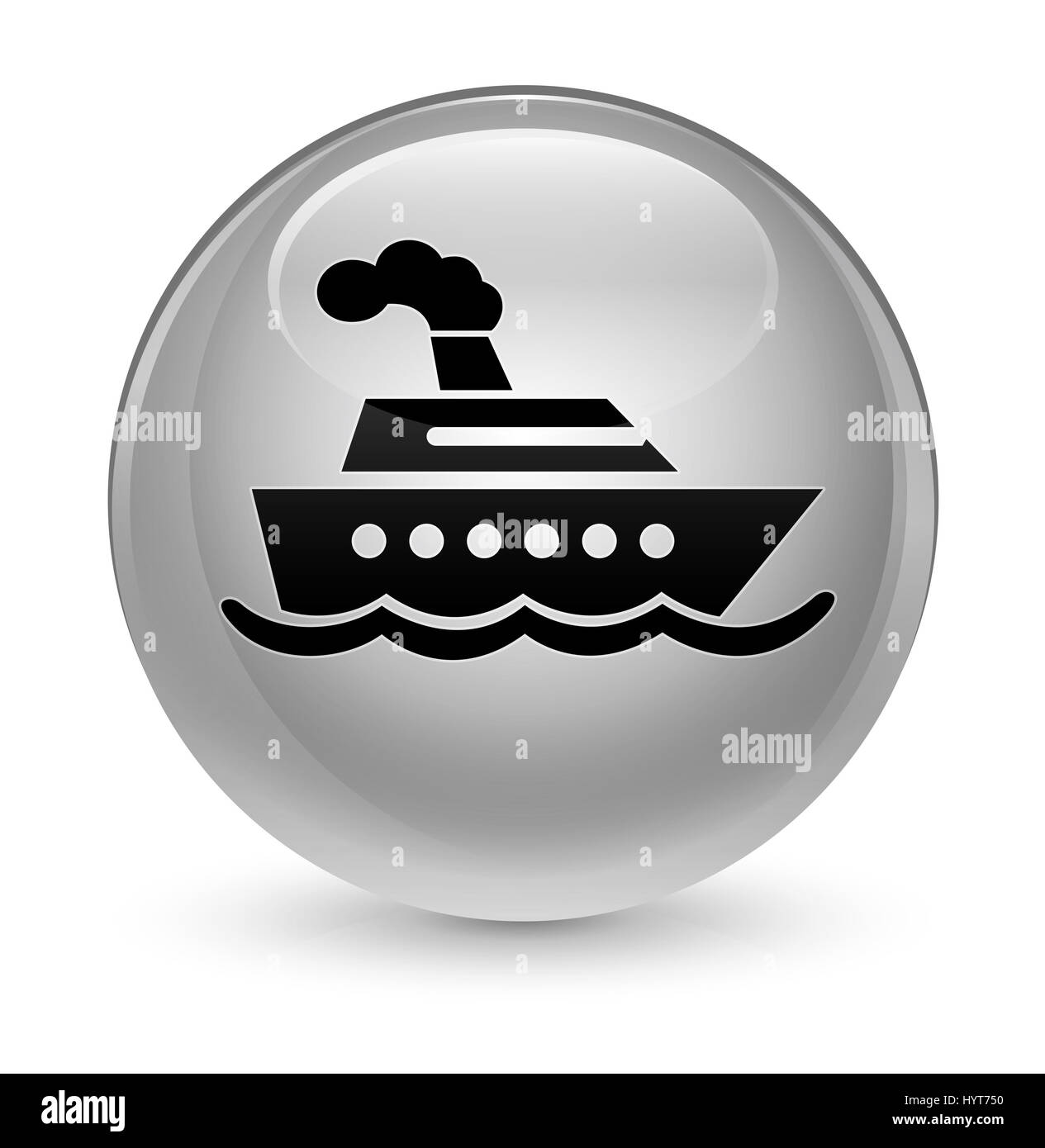 La nave di crociera icona isolato su bianco vetroso pulsante rotondo illustrazione astratta Foto Stock