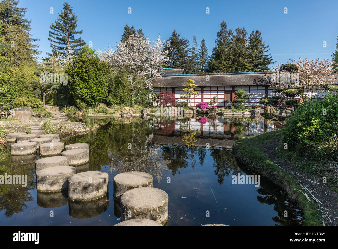 Giardino giapponese sull isola di Versailles a Nantes, Francia Foto Stock