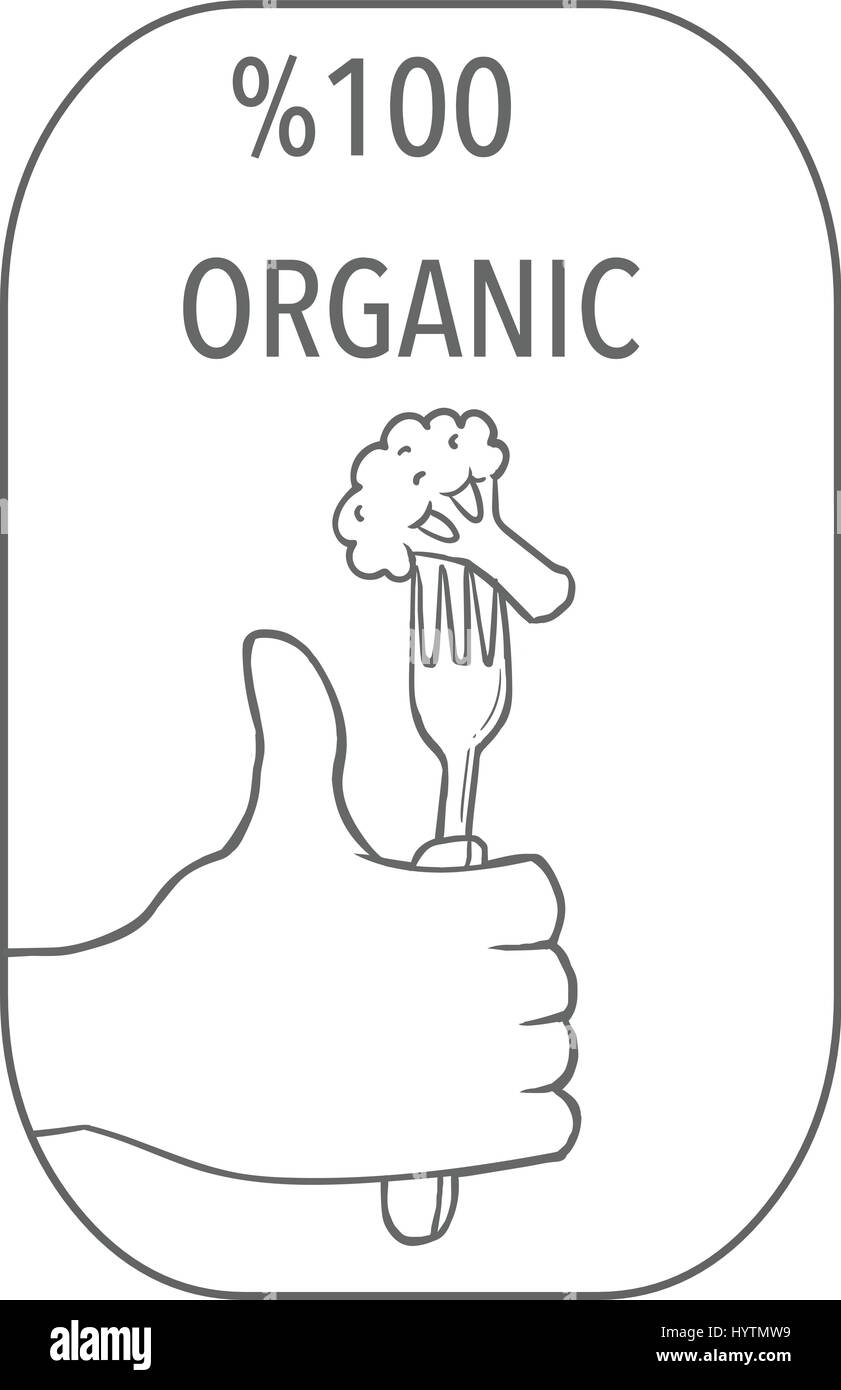 Alimenti biologici concetto (logo) in bianco e nero Illustrazione Vettoriale