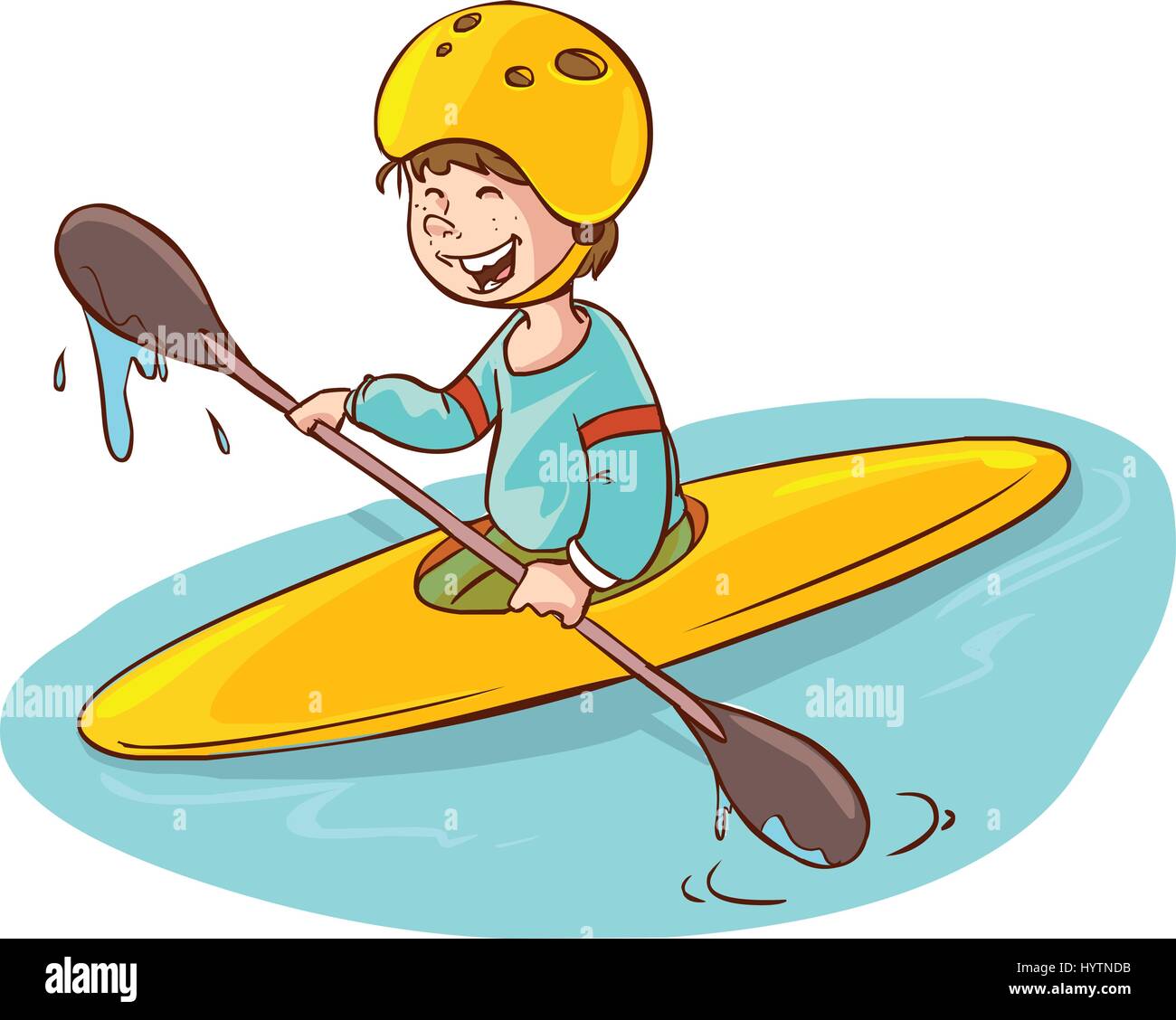 Cartoon ragazzo con una canoa. illustrazione vettoriale Illustrazione Vettoriale