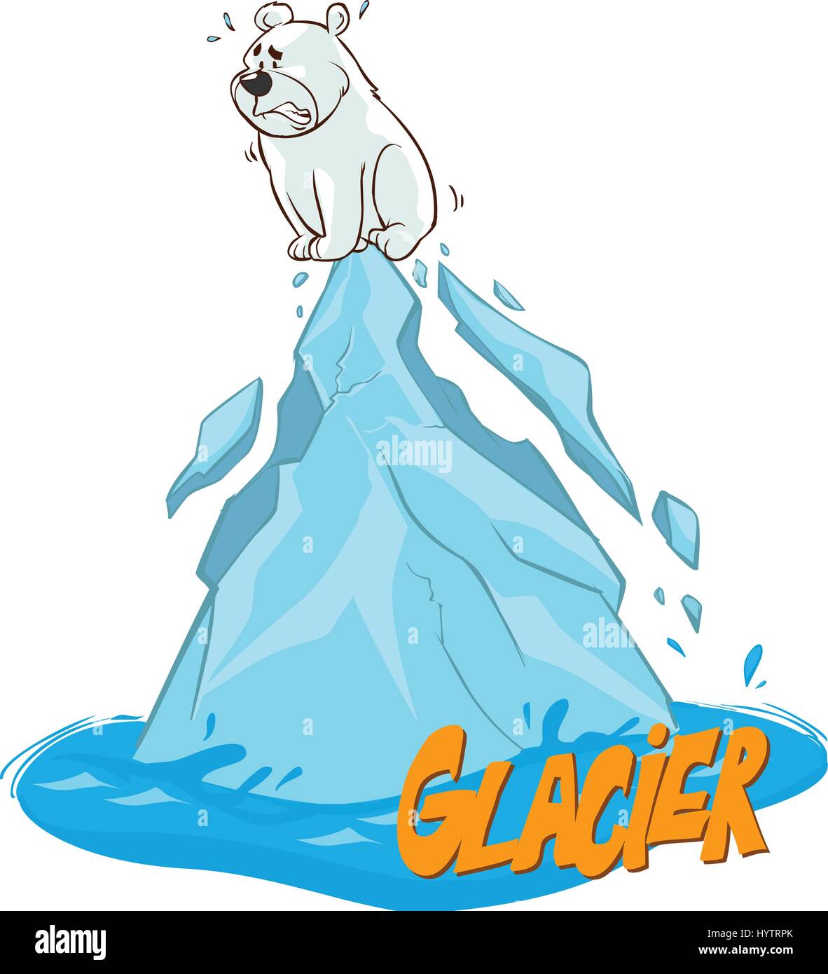 Fumetto illustrazione vettoriale orso polare il riscaldamento globale Illustrazione Vettoriale