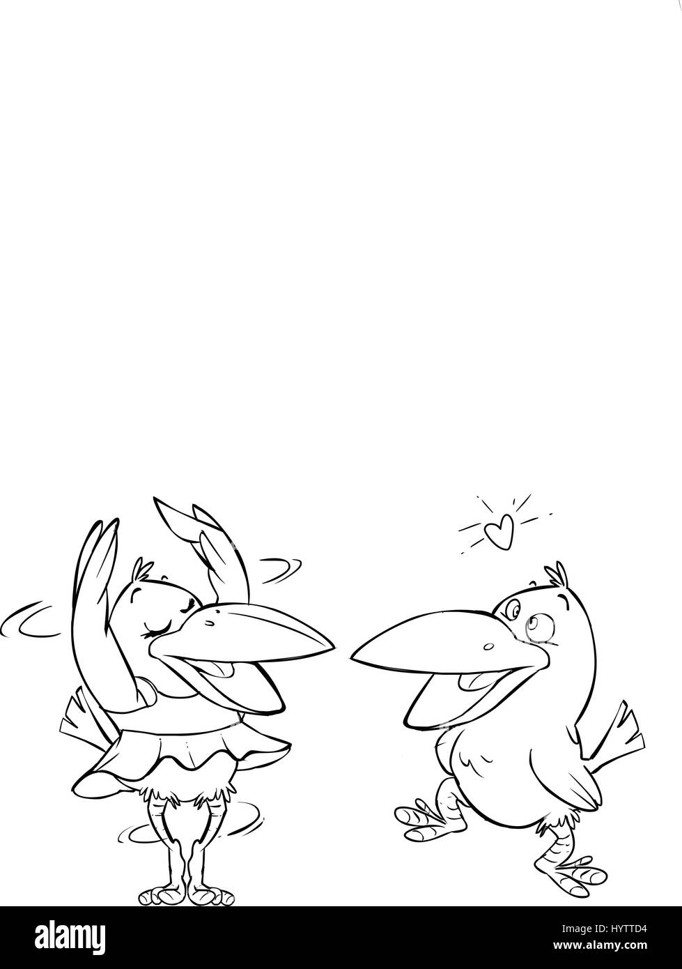 Illustrazione di un corvo con bella rosa tutu dress dancing Illustrazione Vettoriale