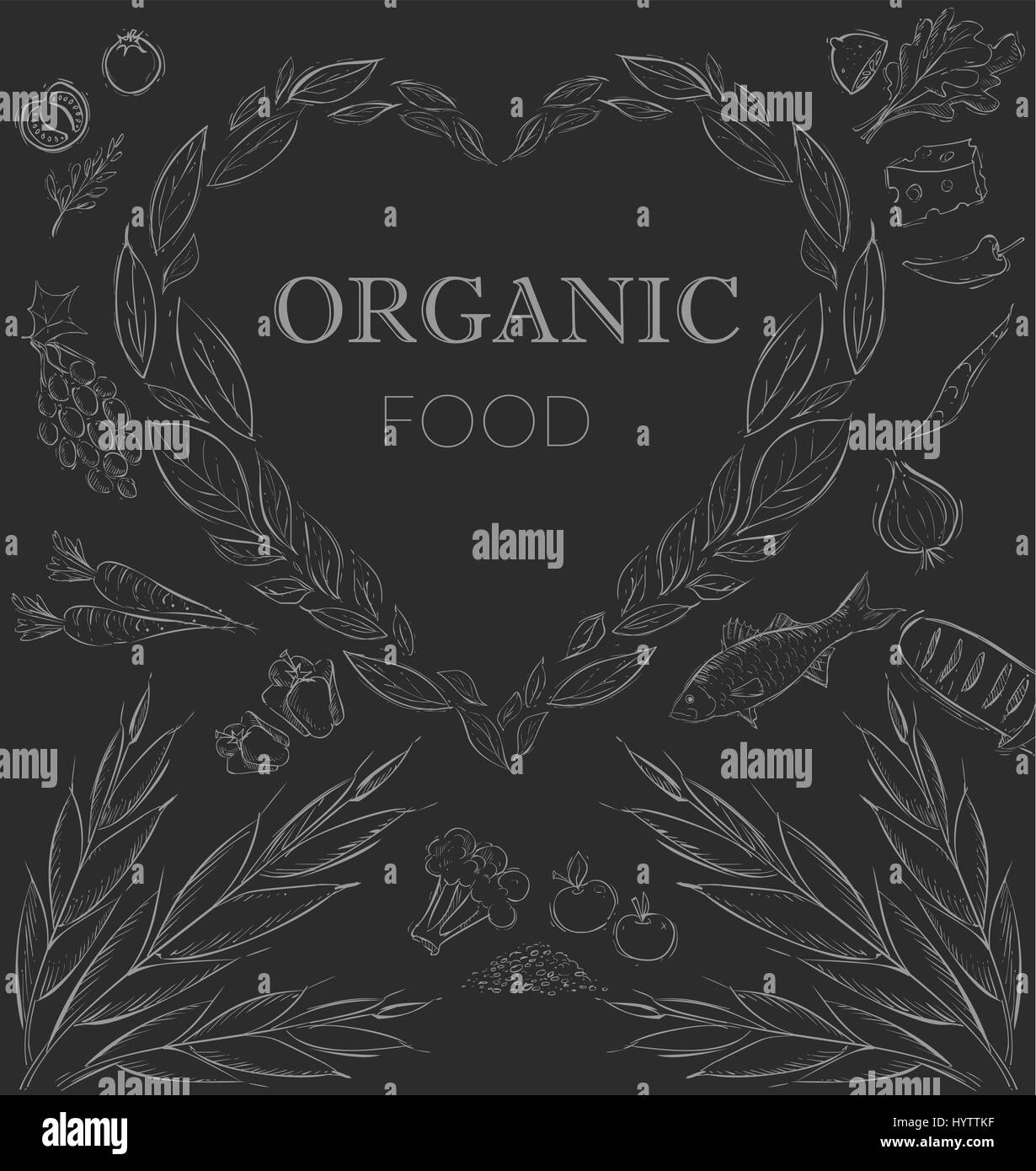 Cibo sano sfondo lavagna Illustrazione Vettoriale