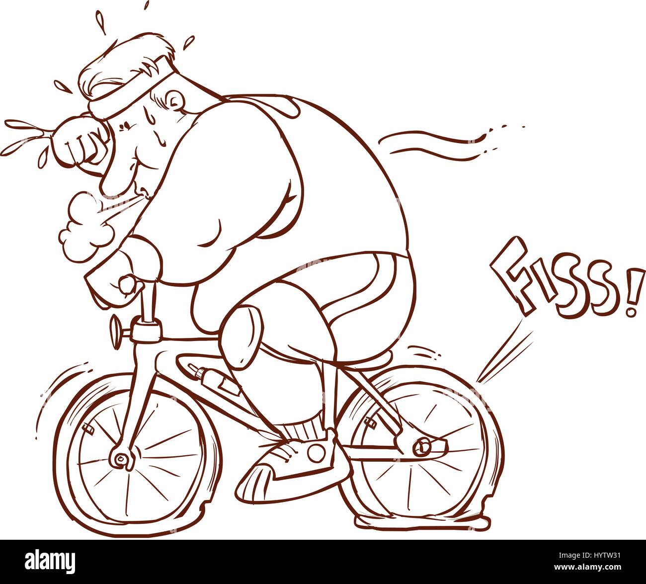 Illustrazione vettoriale di uomo grasso in sella ad una bicicletta Illustrazione Vettoriale