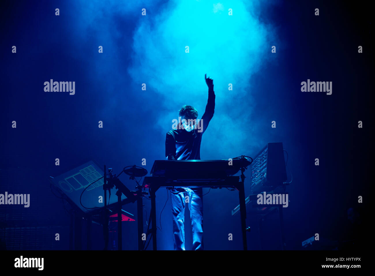 Barcellona - Jun 17: Jean Michel Jarre (compositore francese, del musicista e produttore di musica) esegue in concerto al Sonar Festival il 17 giugno 2016 in Barce Foto Stock