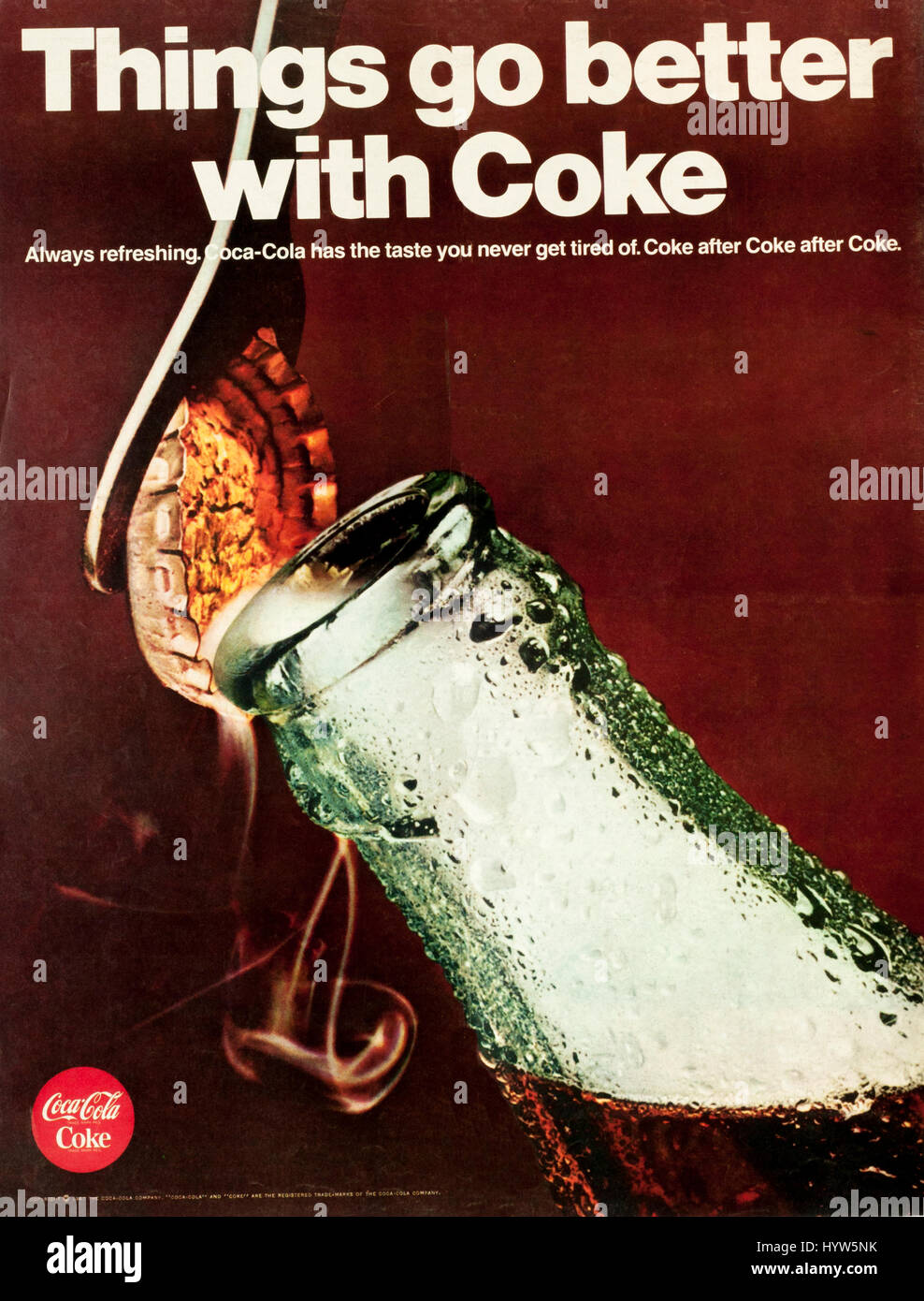 Anni sessanta magazine pubblicità pubblicità Coca-Cola. Foto Stock
