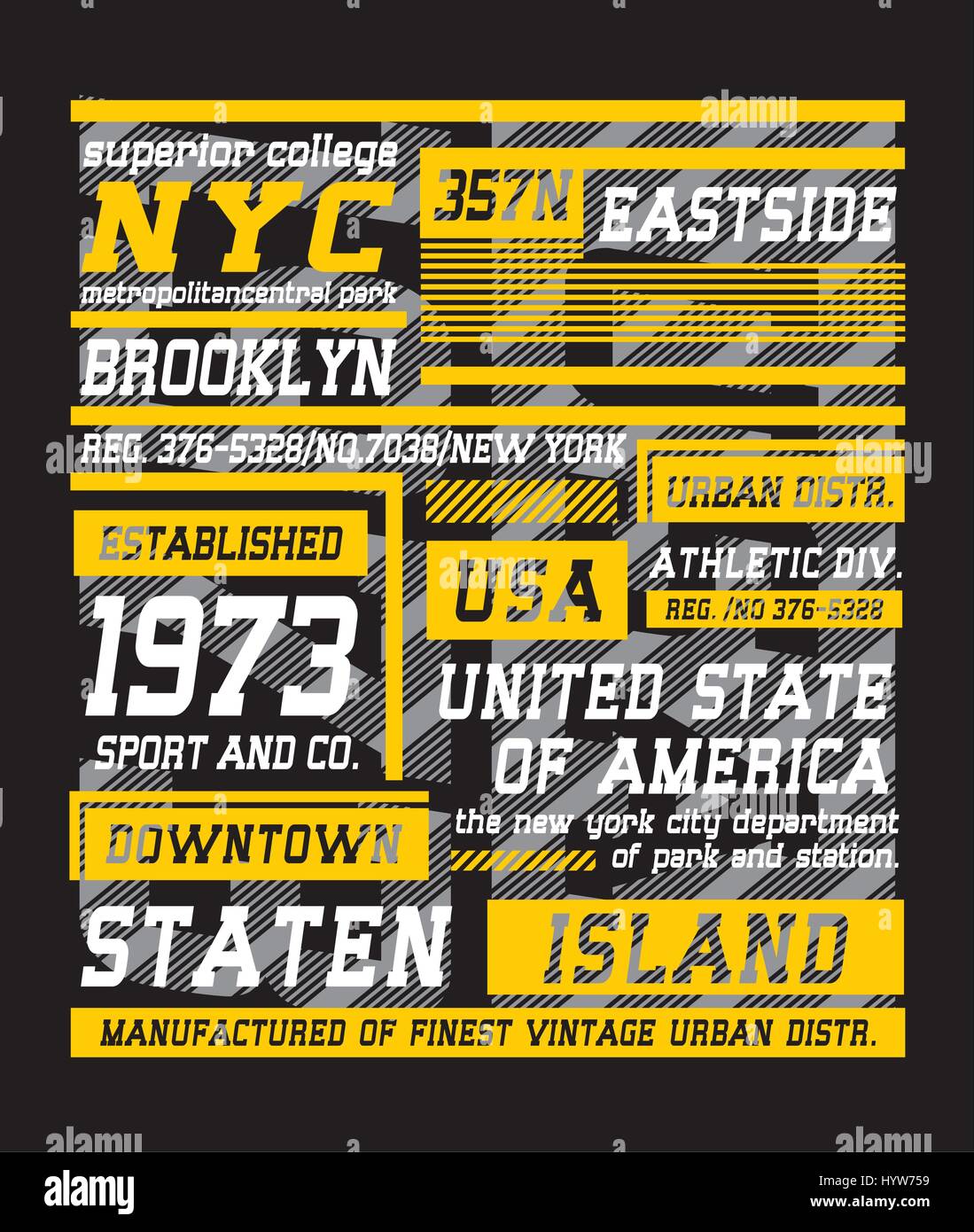 Retrò new York Brooklyn design tipografia per t-shirt, Festival poster, vettore Illustrazione Vettoriale