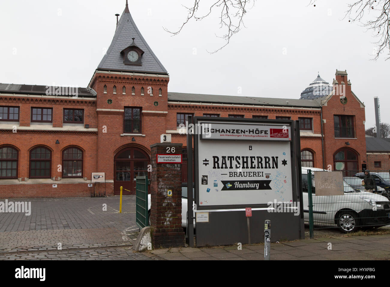 Il Ratsherrn birreria a Amburgo, Germania. La birreria artigianale si trova nella ex area dei macelli. Foto Stock