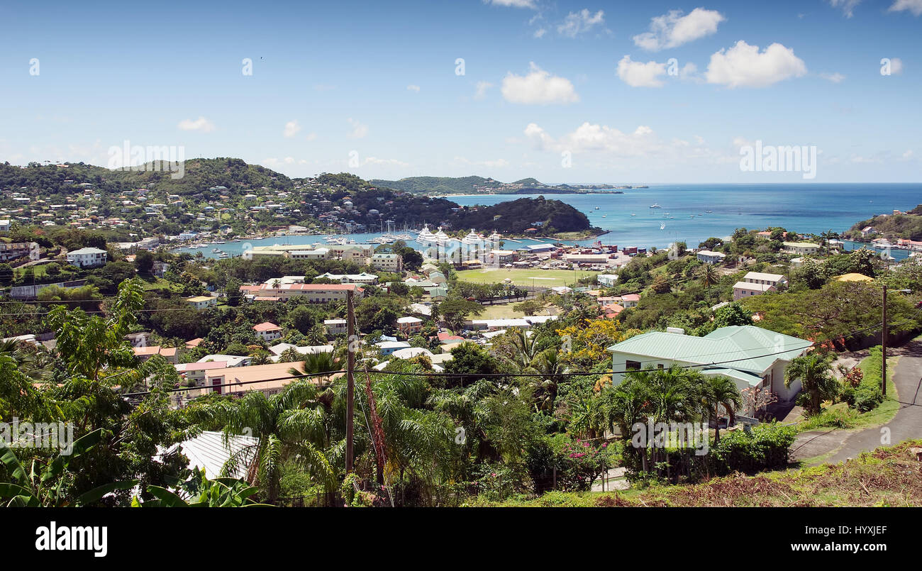 Grenada isola tropicale - Saint George's - Mar dei Caraibi - porto interno e i diavoli bay Foto Stock