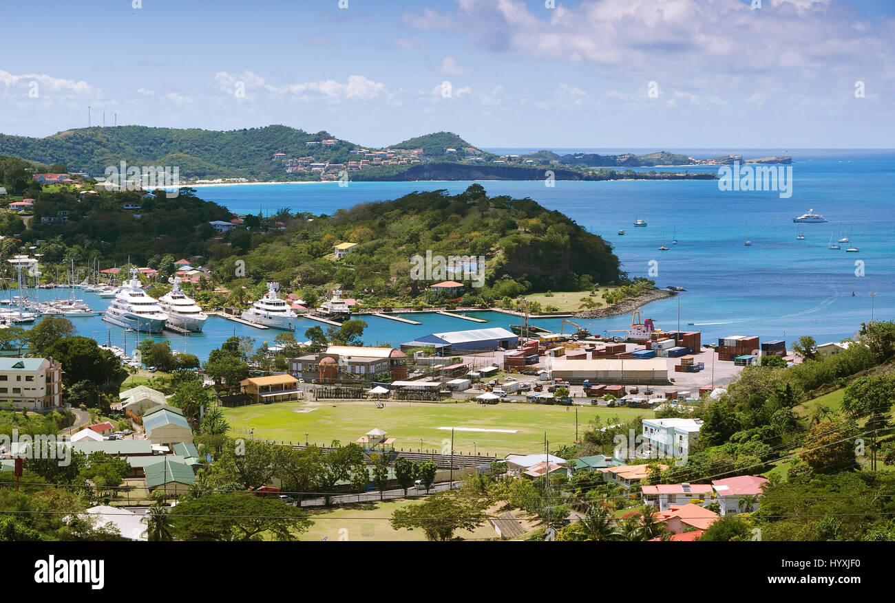 Grenada isola tropicale - Saint George's - Mar dei Caraibi - porto interno e i diavoli bay Foto Stock