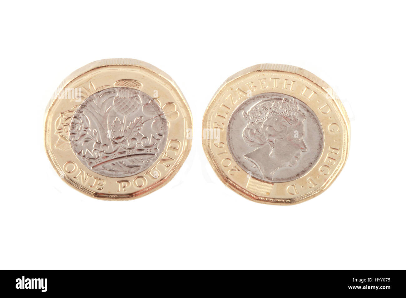 Il nuovo British una sterlina moneta fu rilasciato in circolazione il 28 marzo 2017. Foto Stock