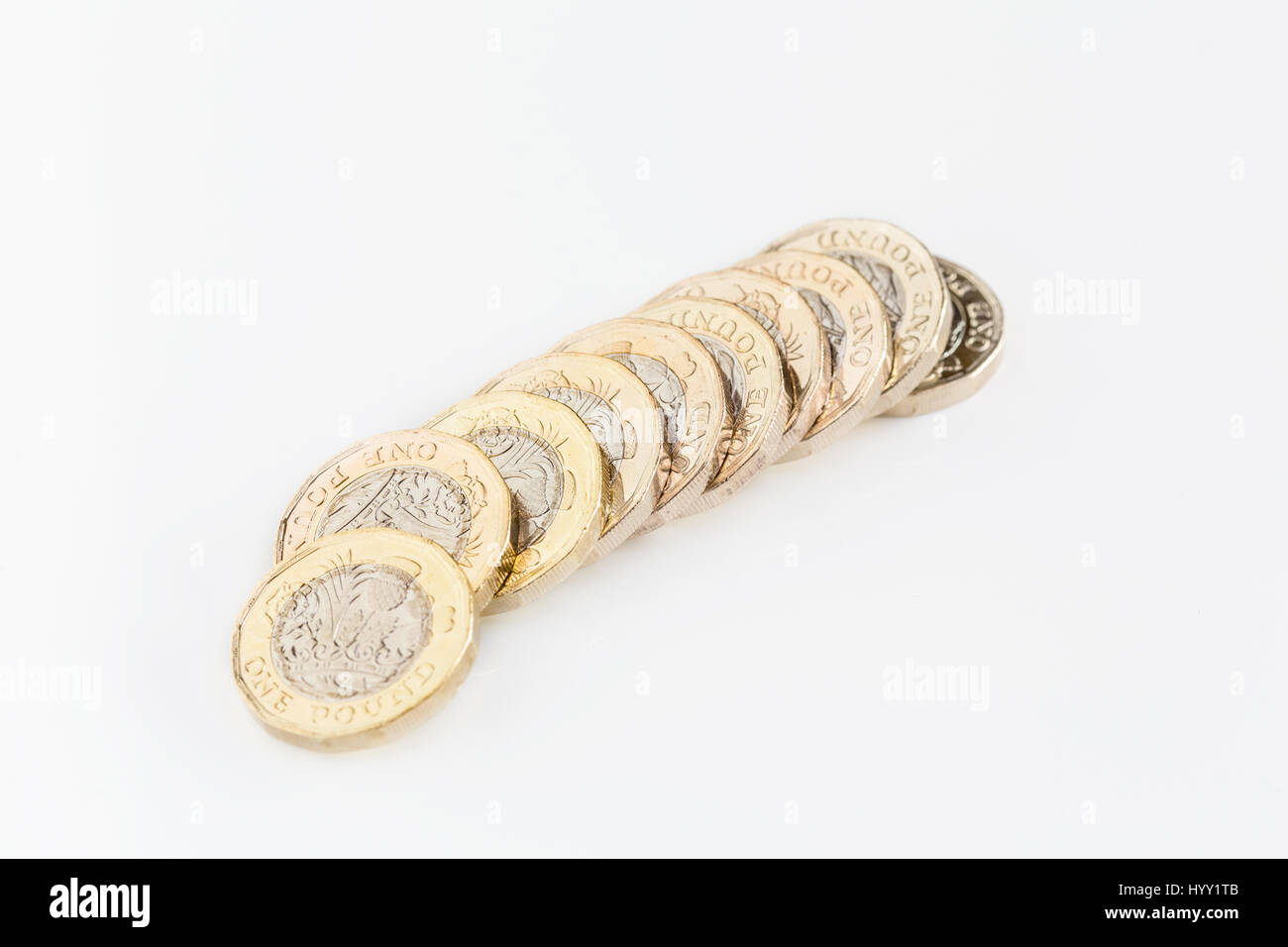 New British una libbra di monete Foto Stock