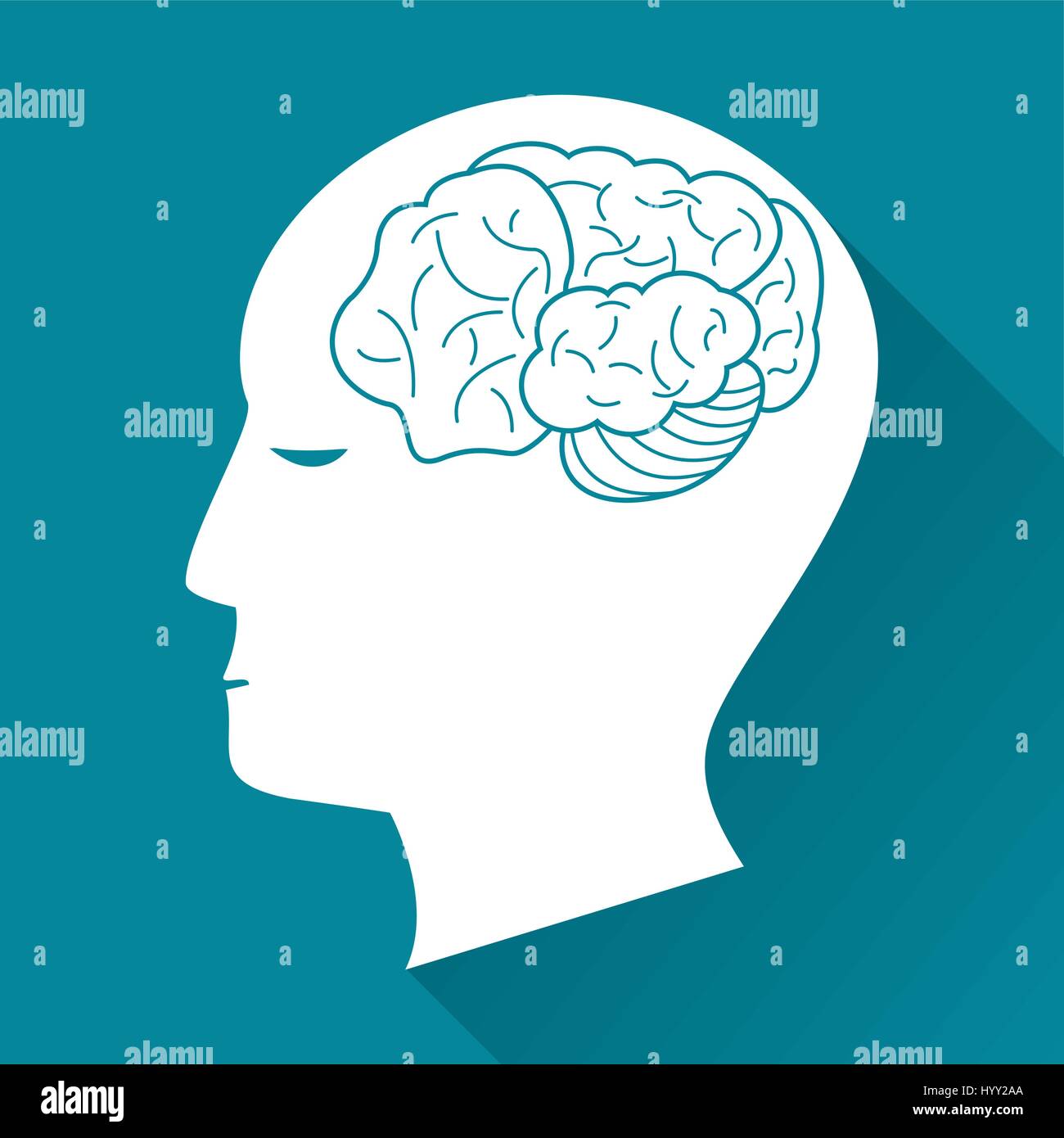 Profilo testa cervello immagine della salute Illustrazione Vettoriale